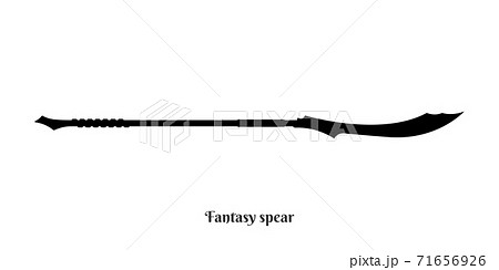 Black silhouettes of elven knights spear on white background. Weapon icon of elf. Fantasy warrior equipment Black silhouettes of elven knights spear on white background. Weapon icon of elf. Fantasy warrior equipment 71656926