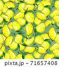 Lemons and leaves pattern. Tea towel design, kitchen decor,napkin. Seamless illustration. Summer mood. 71657408