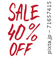 sale 40 percent off. Banner with discount for shops and marketing. black and red color. Handwritten 71657415