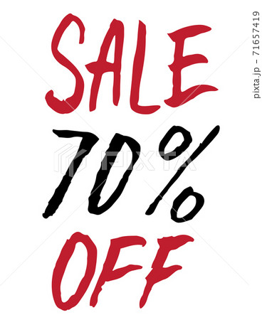 sale 70 percent off. Banner with discount for shops and marketing. black and red color. 71657419