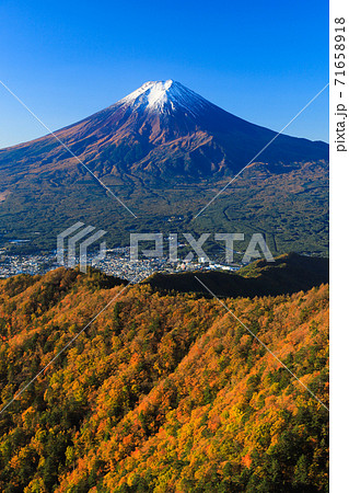 紅葉の三ッ峠と霊峰 富士山　山梨 71658918