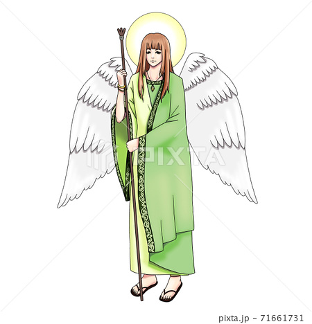 天使ラファエルのアニメ調イラストのイラスト素材