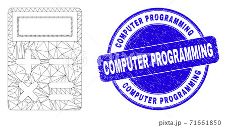 Blue Distress Computer Programming Seal and Web Mesh Calculator 71661850