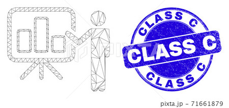 Blue Grunge Class C Stamp Seal and Web Mesh Bar Chart Public Report 71661879