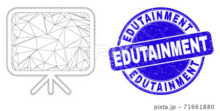 Blue Scratched Edutainment Stamp and Web Mesh Banner Board 71661880