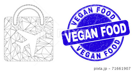 Blue Grunge Vegan Food Seal and Web Carcass Airport Shopping Bag 71661907