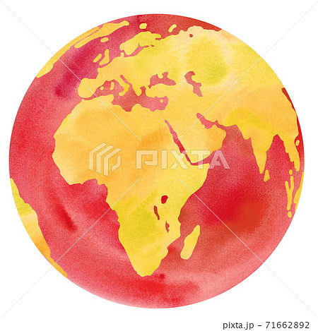 地球温暖化イメージの水彩イラスト ヨーロッパ アフリカ アジア のイラスト素材