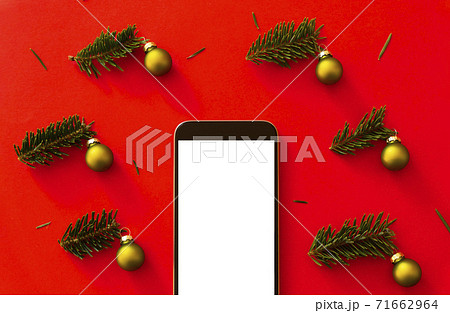 クリスマスとスマホ の写真素材