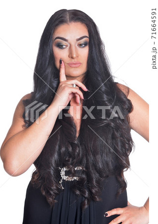 Portrait of beautiful woman in black dress Portrait of beautiful woman in black dress 71664591