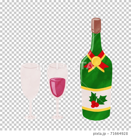 Christmas champagne cute watercolor style illustration 71664928