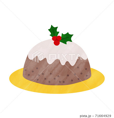 クリスマスプディング ケーキ かわいい 水彩風 イラストのイラスト素材 クリスマスプディング ケーキ かわいい 水彩風 イラストのイラスト素材