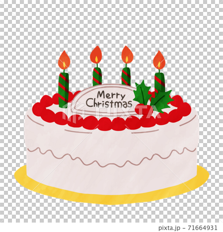 聖誕蛋糕裝飾蛋糕草莓可愛水彩風格插畫 71664931