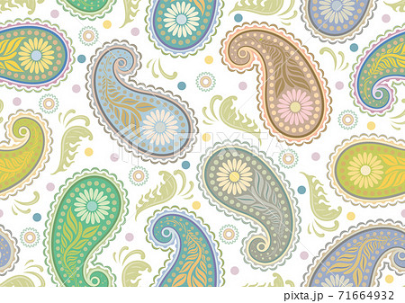 優しい色彩のペイズリー模様 シームレスなパターンのイラスト素材