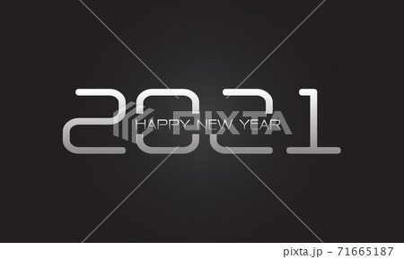 Happy New Year 2021 silver number and text on grey design for countdown holiday festival celebration vector illustration. 71665187