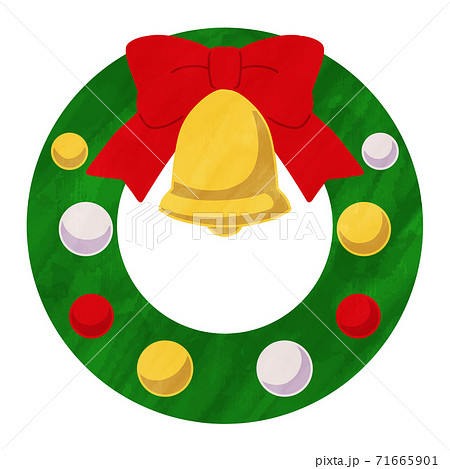 クリスマス　リース　シンプル　かわいい　水彩風　イラスト 71665901