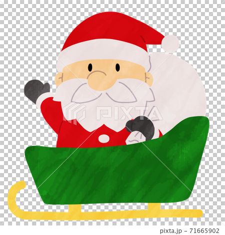 クリスマス サンタクロース そり かわいい 水彩風 イラストのイラスト素材