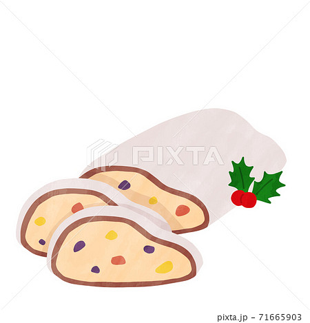 クリスマス シュトーレン ケーキ かわいい 水彩風 イラストのイラスト素材