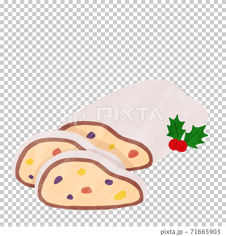Christmas Stollen cake cute watercolor style illustration Christmas Stollen cake cute watercolor style illustration 71665903