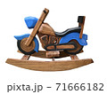 Rocking horse, wooden motorcycle, white background 71666182
