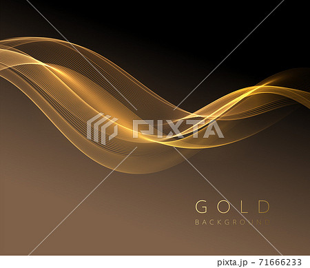 Abstract shiny golden wavy design element. Flow gold wave Abstract shiny golden wavy design element. Flow gold wave 71666233