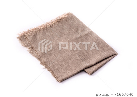 beige dish towel of linen textured isolated on white background beige dish towel of linen textured isolated on white background 71667640