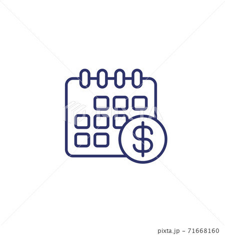 Financial calendar line icon on white 71668160