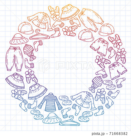 Vector children fashion. Beautiful clothes for little boys and girls. Vector children fashion. Beautiful clothes for little boys and girls. 71668382