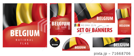 Vector set of banners with the national flag of the Belgium Vector set of banners with the national flag of the Belgium 71668706