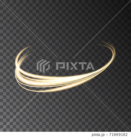 Golden  neon circle lights effects isolated on transparent background. 71669162