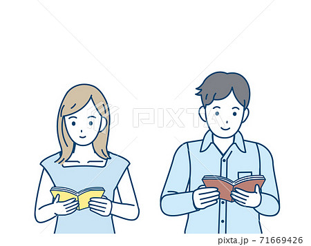 読書をする男女のイラスト 71669426