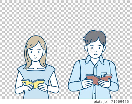 読書をする男女のイラスト 71669426
