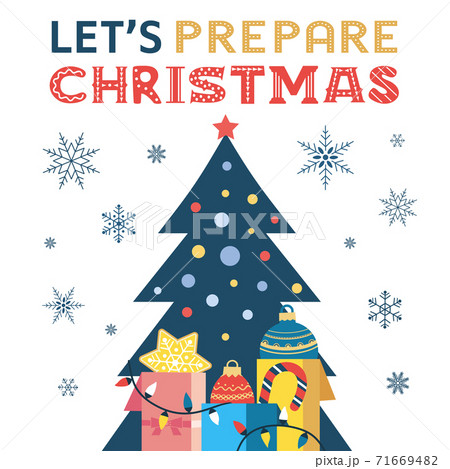 Fancy winter Holiday hand drawn vector poster 71669482