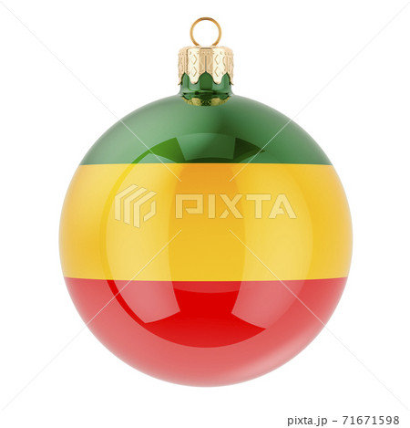 Christmas ball with Rastafarian flag, 3D rendering Christmas ball with Rastafarian flag, 3D rendering 71671598