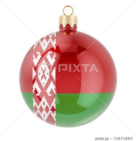 Christmas ball with Belarusian flag, 3D rendering Christmas ball with Belarusian flag, 3D rendering 71671663
