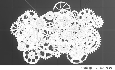 歯車 ギア メカニズムの3dメカニカルイラストのイラスト素材