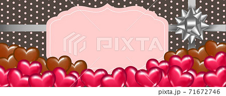 バレンタインデーの背景 ハート型チョコ メッセージカードにメッセージ書き込み可のイラスト素材