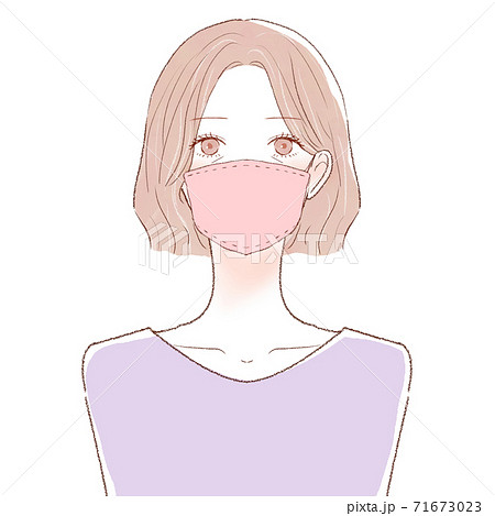 布マスクをしている中年女性 布マスクをしている中年女性 71673023