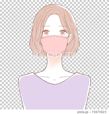 布マスクをしている中年女性 布マスクをしている中年女性 71673023