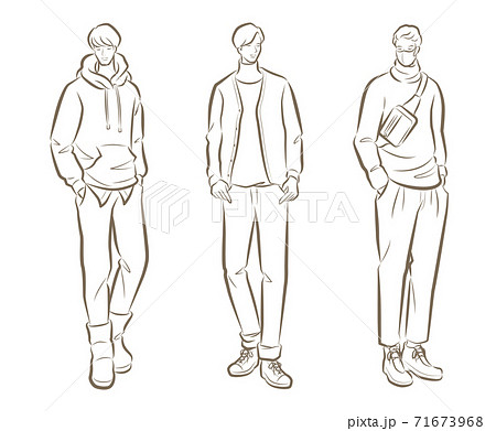 男性のファッションイラストのイラスト素材