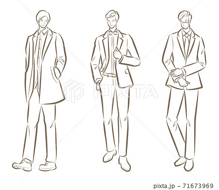 男性のファッションイラストのイラスト素材
