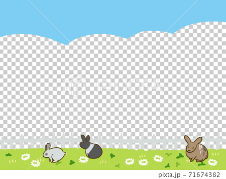 ふれあい動物園の柵の中にいるウサギの壁紙 シンプルのイラスト素材