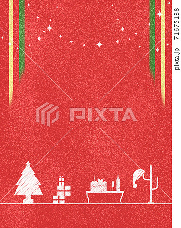 ツリーやプレゼントなどクリスマスのモチーフ　赤（タテ） 71675138