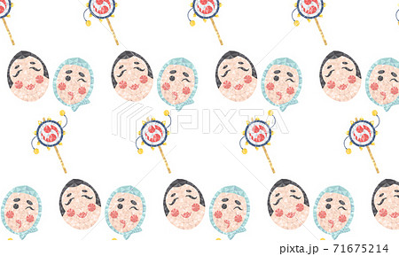 ポリゴン風お正月縁起物背景連続パターンのイラスト素材