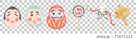 多邊形風格新年幸運符插圖集 71675222