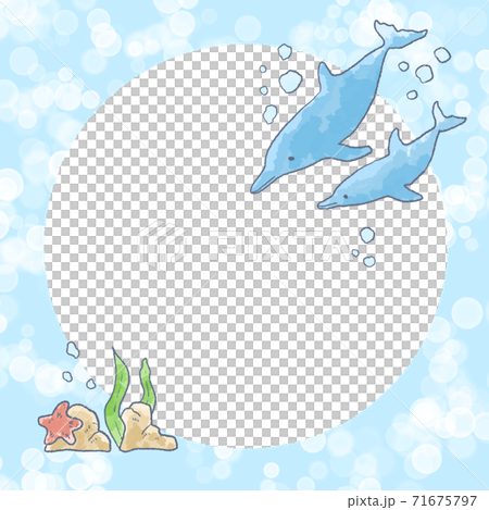 優しいタッチのイルカのイラストフレームのイラスト素材