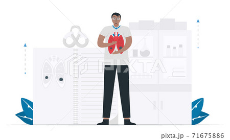 Lung cancer awareness month, November. People still lives with lung cancer. Care and testing. Flat vector illustration isolated on white background. 71675886