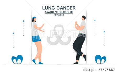 Lung cancer awareness month, November. Community about lung cancer. This graphic for banner, poster, background and advertisments. Flat vector illustration isolated on white background. 71675887