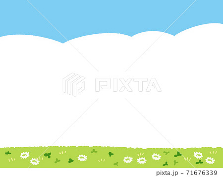 芝生と青空のイラスト壁紙 横長のイラスト素材