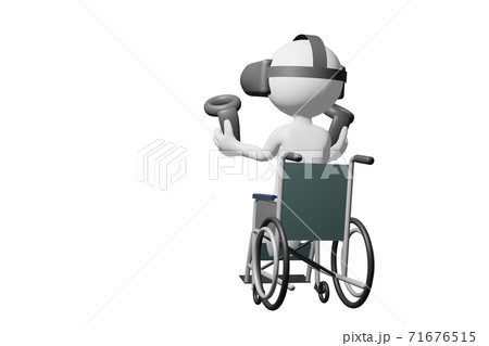 VRゴーグルをつけた人　車椅子 71676515
