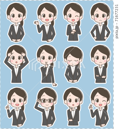 ビジネスウーマン　表情セット 71677231